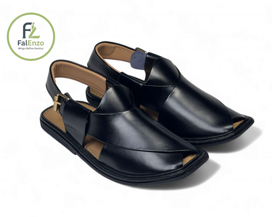 Black Smart Zalmi Chappal – Stylish & Comfortable