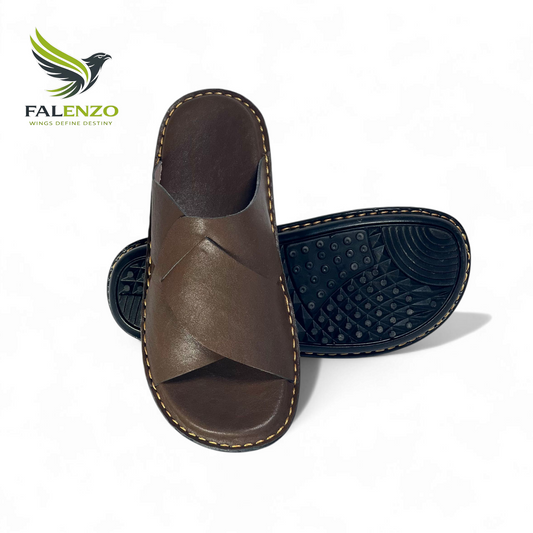 Chocolate Brown Prestige cross strap handmade slippers