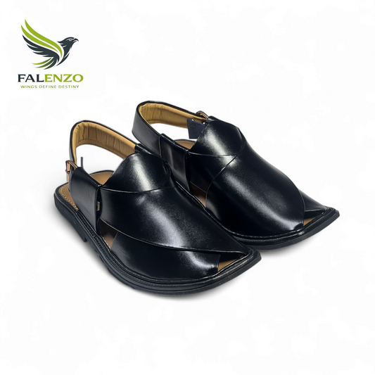 Black Smart Zalmi Chappal – Stylish & Comfortable
