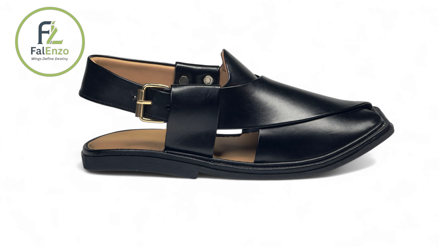 Black Smart Zalmi Chappal – Stylish & Comfortable