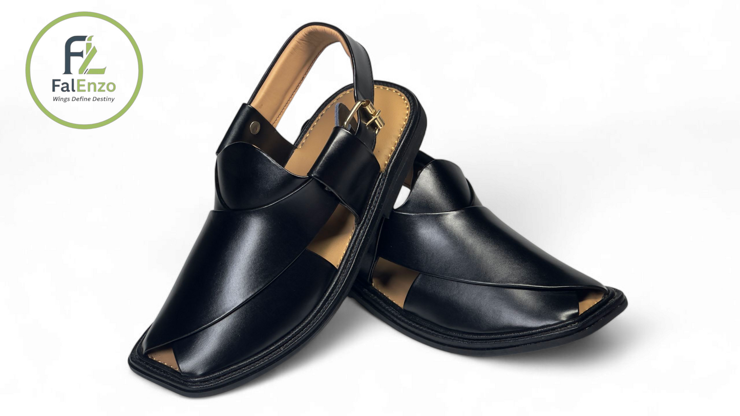Black Smart Zalmi Chappal – Stylish & Comfortable