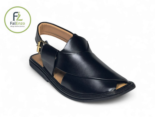 Black Smart Zalmi Chappal – Stylish & Comfortable